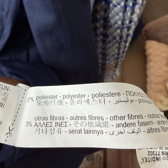 Zara Light Blue and Navy Plaid Tweed Cardigan Jacket size large - Picture 10 of 13